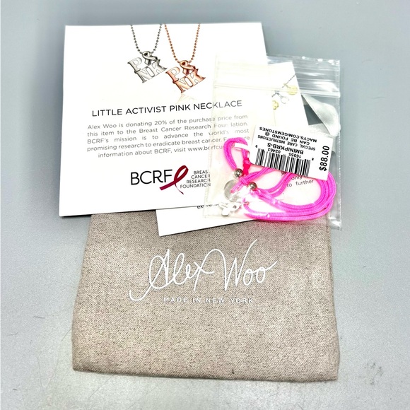 Alex Woo Breast Cancer Awareness Sterling Silver Mounted Small Cord Bracelet - Picture 4 of 5